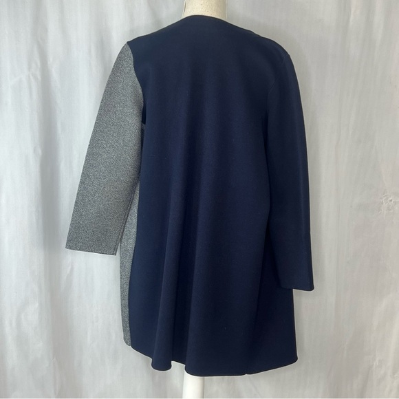 Ann Taylor Jacket Black Gray & Tan Color Block Viscose Open Front EUC M - Picture 4 of 7